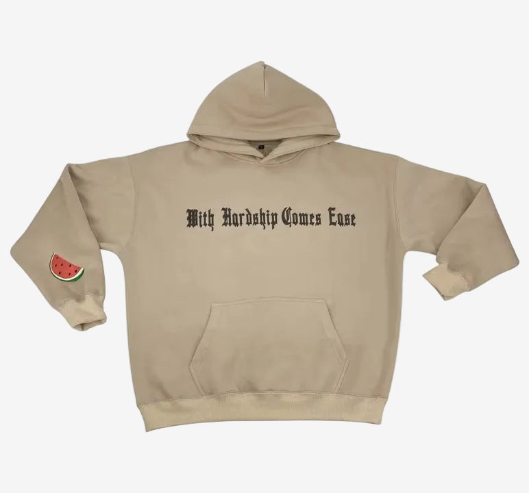 Beige "With Hardship Comes Ease" Hoodie