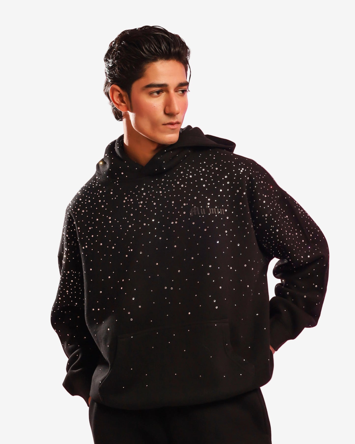 Black "Believe In The Unseen" Rhinestone Hoodie & Sweatpants Set